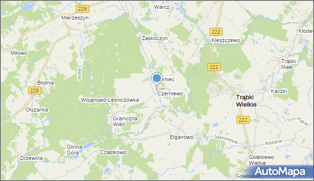 mapa Czerniewo, Czerniewo gmina Trąbki Wielkie na mapie Targeo